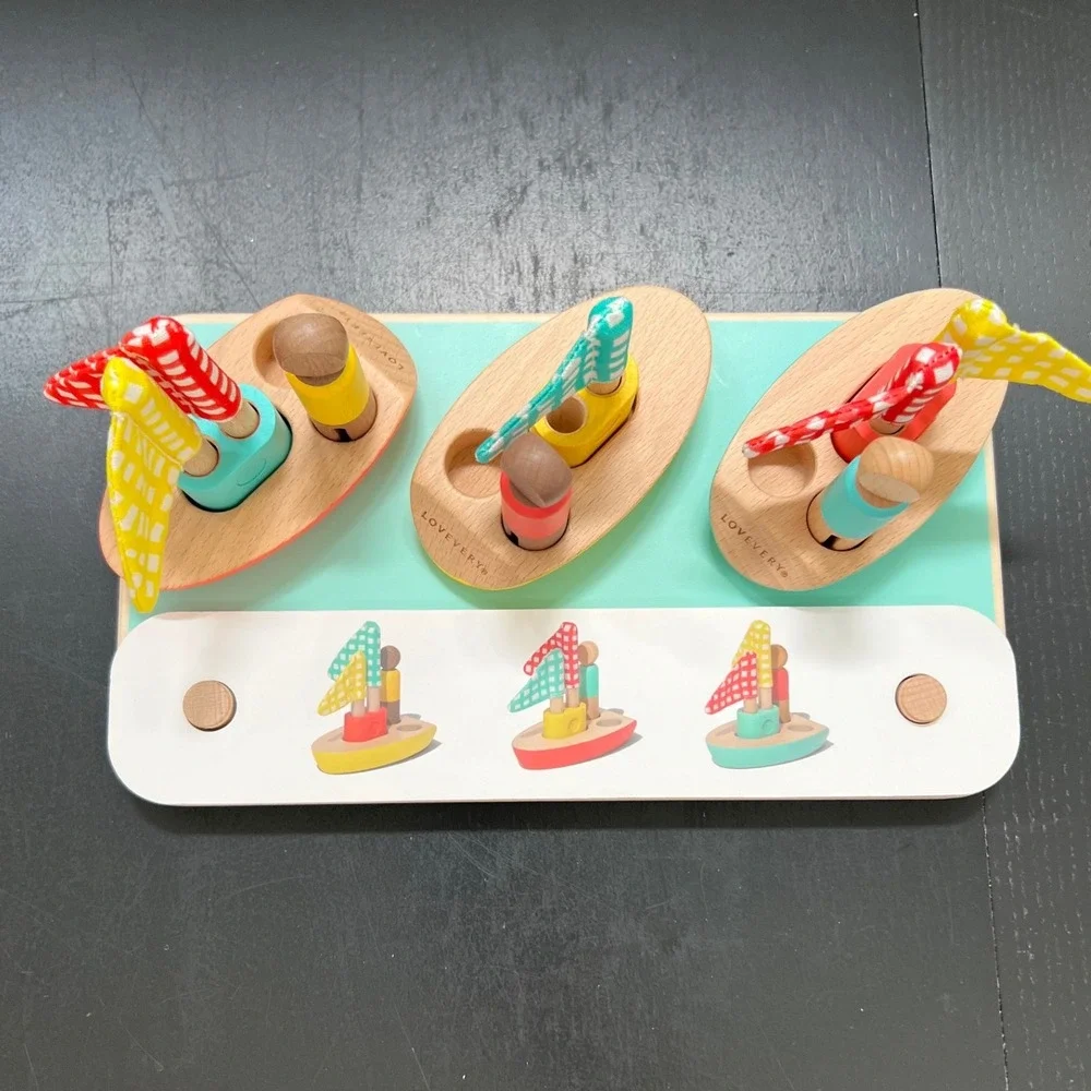 Lovevery Wooden Sailboat Sorting Set Multicolor Montessori STEM Toy One Size